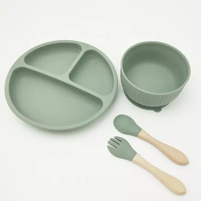 Silicone Plate, Bowl, Spoon and Fork