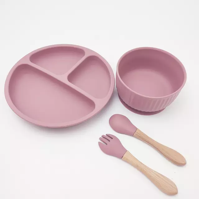 Silicone Plate, Bowl, Spoon and Fork